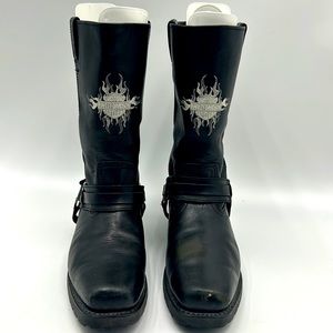 HARLEY DAVIDSON BOOT MENS SIZE 12 SENTRY HARNESS  BLACK MOTORCYCLE LEATHER BOOT